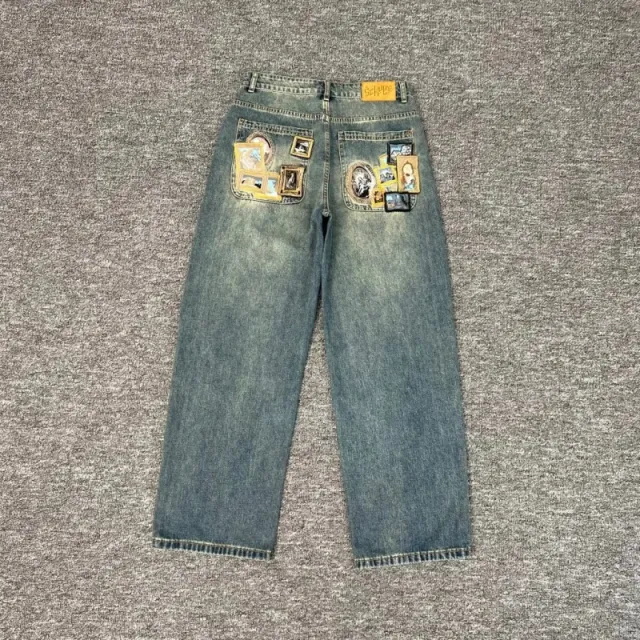 BAPE Patchwork Jeans Art Print Back Pockets