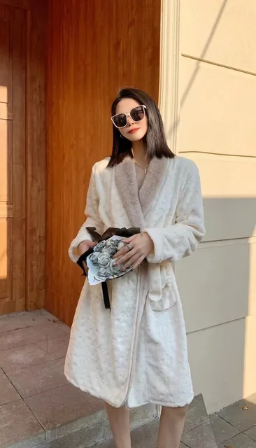 Louis Vuitton Monogram Faux Fur Robe