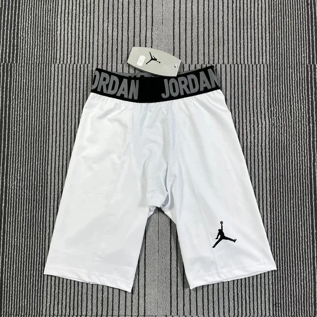 Jordan Compression Shorts White with Black Waistband