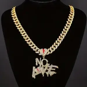 Chrome Hearts Curb Chain Necklace NO LOVE Pendant