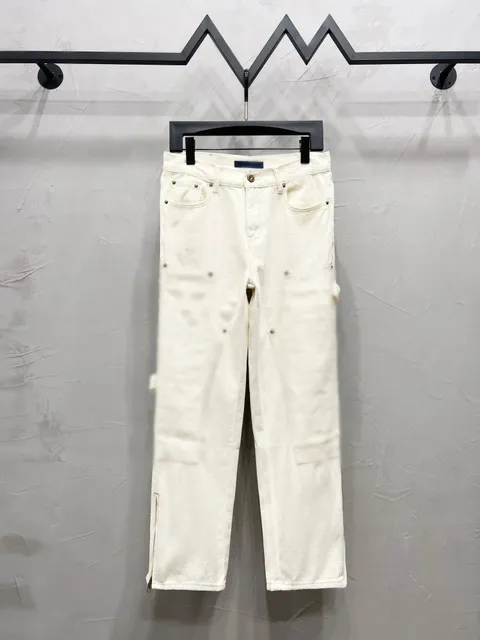 Cargo Jeans Off-White with Zip Detail