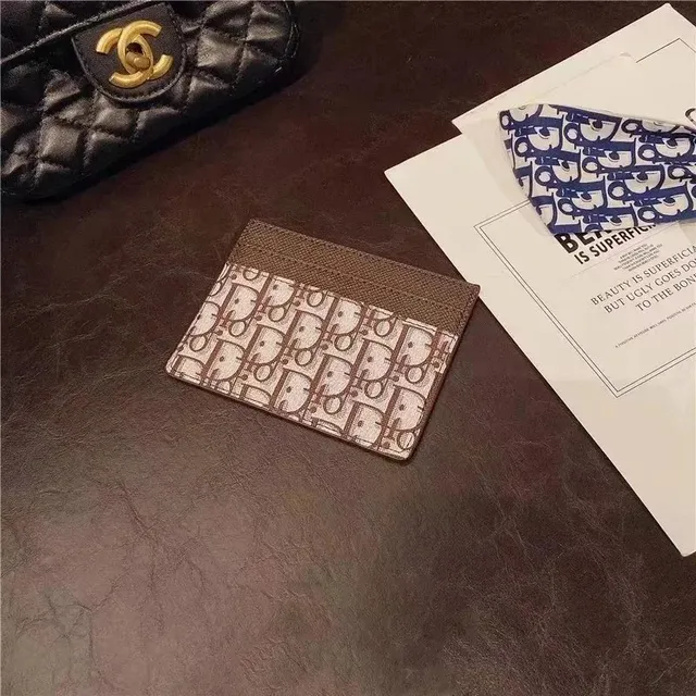 Dior cardholder Oblique monogram print with brown trim