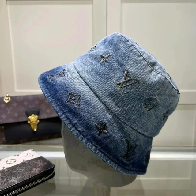 Louis Vuitton Denim Bucket Hat Monogram Embroidered