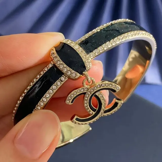 Chanel CC Logo Bangle Enamel and Crystal