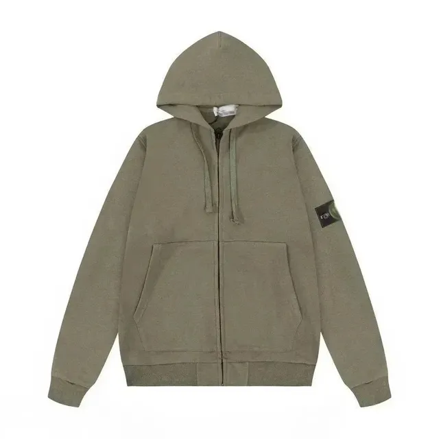 Stone Island Zip-Up Hoodie Olive Green