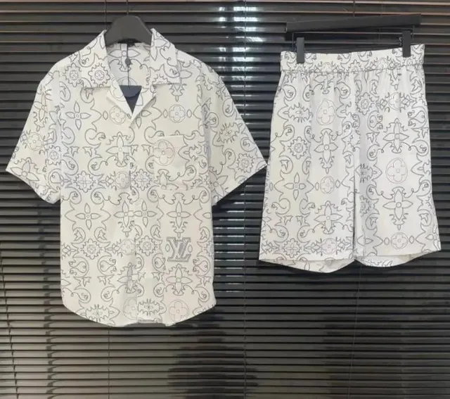 Louis Vuitton Printed Shirt and Shorts Set Monogram Line Art