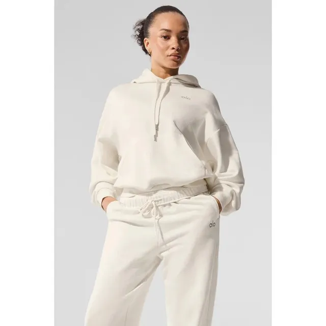 Alo Yoga Cropped Hoodie Cloud White