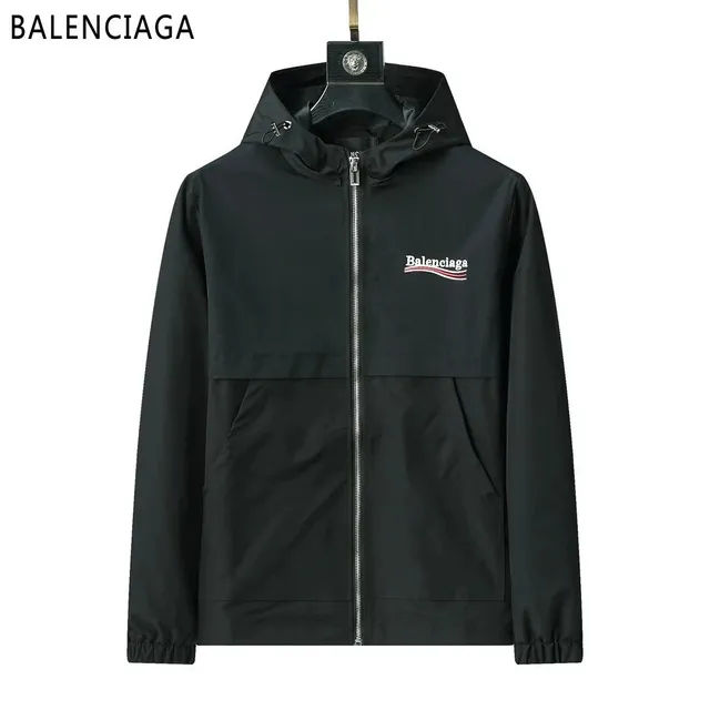Balenciaga Hooded Windbreaker Logo Embroidered