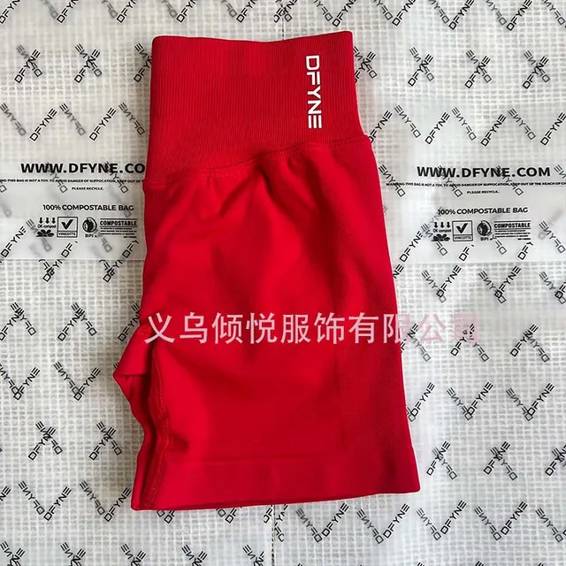 DFYNE High-Waist Shorts Solid Red