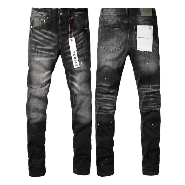 Purple Brand Slim Fit Jeans Distressed Paint-Splatter Wash