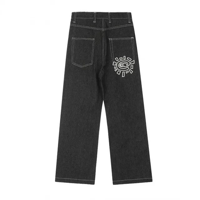 Always Do What You Should Do Wide Leg Jeans Sun Logo