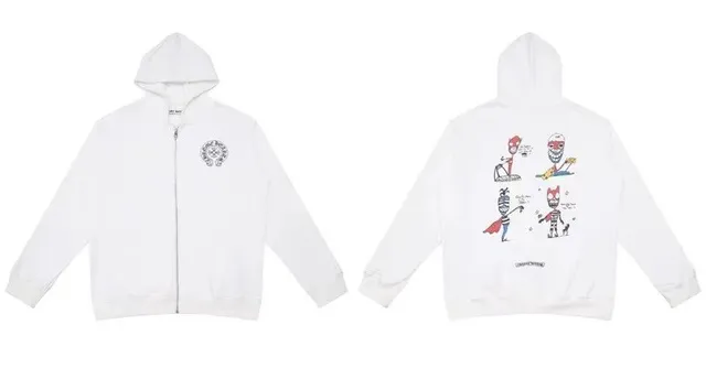 Chrome Hearts Zip-Up Hoodie Cartoon Print