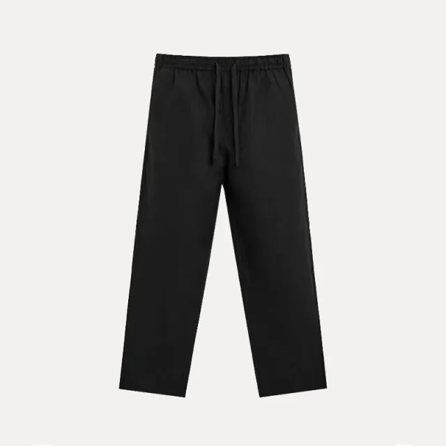 Drawstring Trousers Solid Black