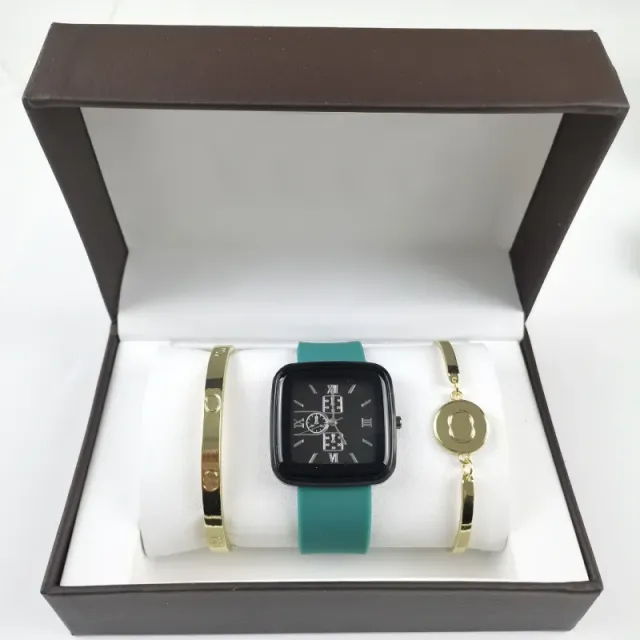 G three-piece set square silicone green