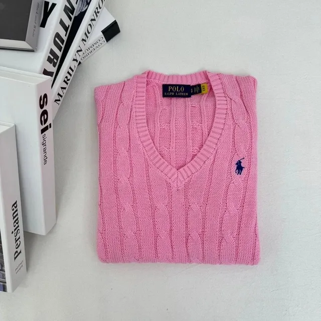 Polo Ralph Lauren Cable Knit V-Neck Sweater Classic Cable
