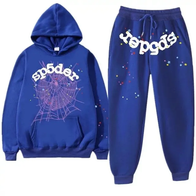 Sp5der Hoodie and Joggers Set Spider Web Print