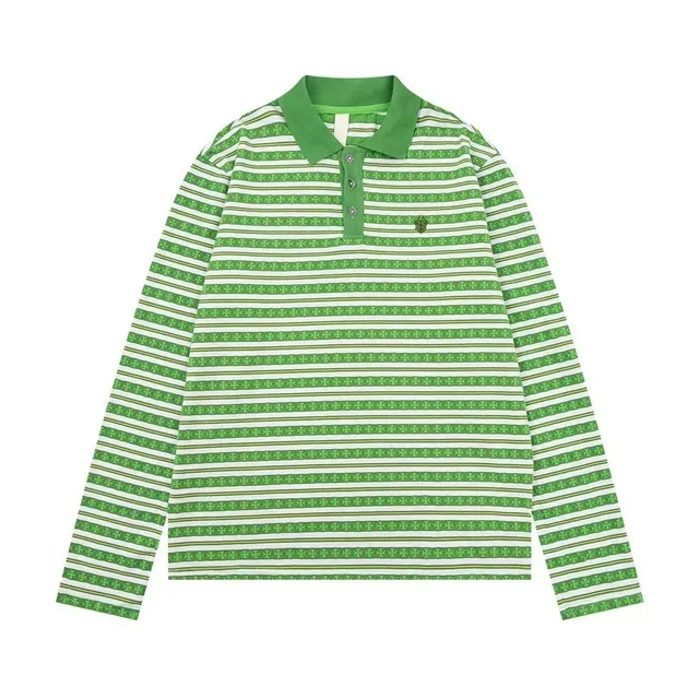 Chrome Hearts Polo Shirt Striped with Floral Pattern