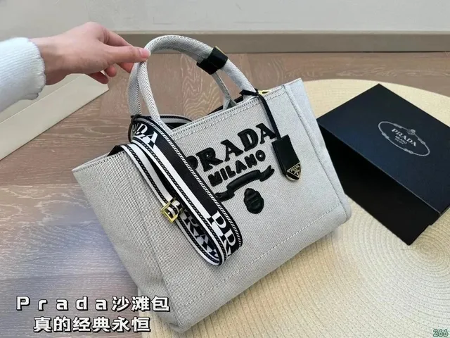 Prada Canvas Tote Logo-Print