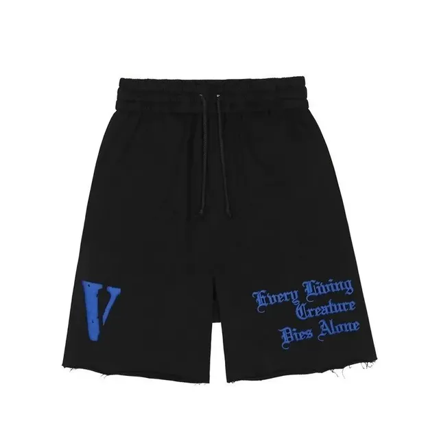 Vetements Printed Shorts V Logo and Gothic Text