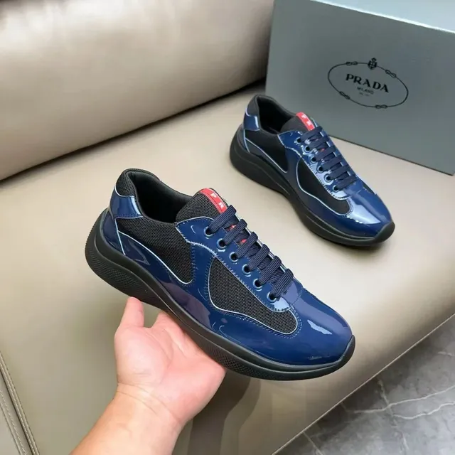 Prada Linea Rossa Sneaker Navy Patent and Mesh