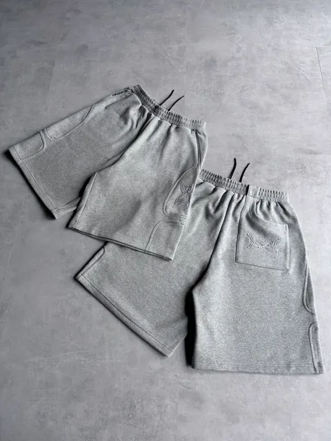 Broken Planet Embroidered Shorts Heather Grey