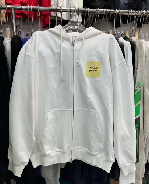 Vetements Zip-Up Hoodie Yellow Patch Logo