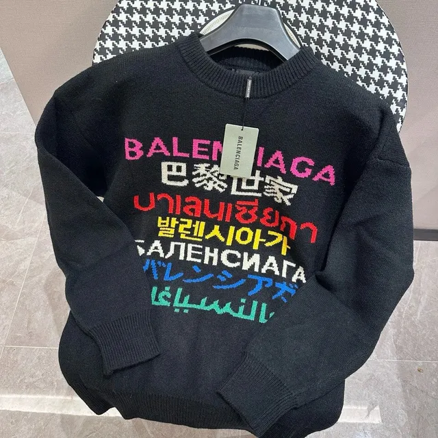 Balenciaga Multilingual Logo Sweater Rainbow Text