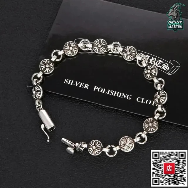 Chrome Hearts Flower Link Bracelet Sterling Silver