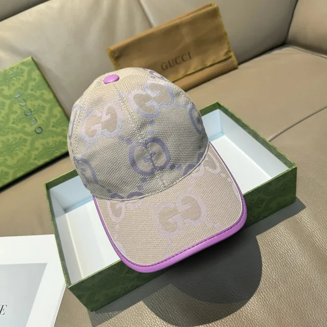Gucci GG Logo Cap Monogram Jacquard with Purple Trim