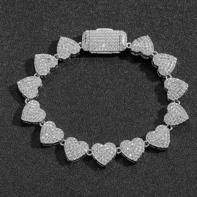 Chrome Hearts Heart Link Bracelet Pave Crystal