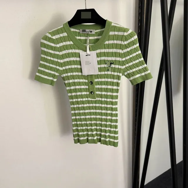 Knit Top Striped Button-Front