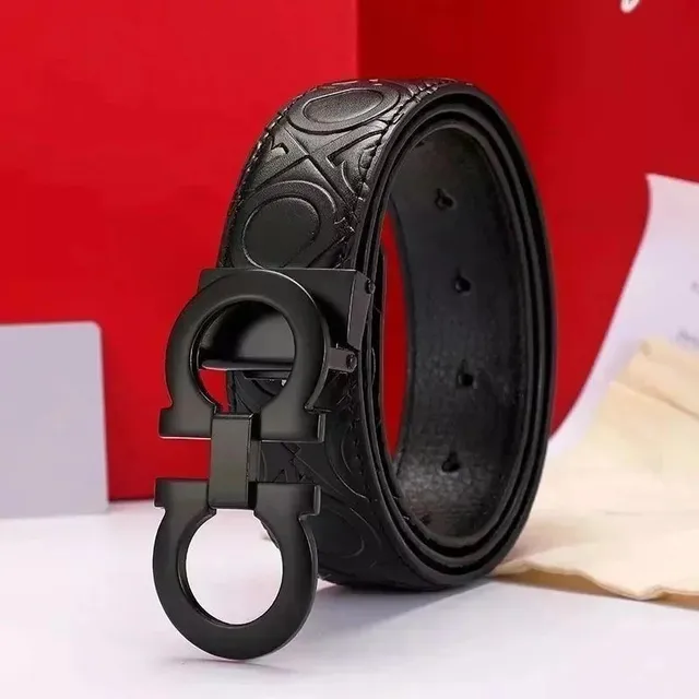Ferragamo Gancini Belt Embossed Leather
