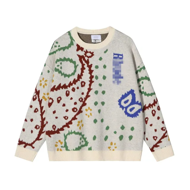 Knit Sweater Abstract Floral Print