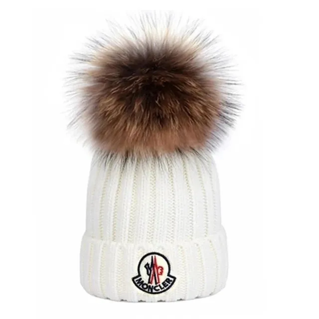 Moncler Knit Beanie Fur Pom-Pom