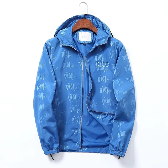 Logo-Print Hooded Windbreaker All-Over Dior Paris Print