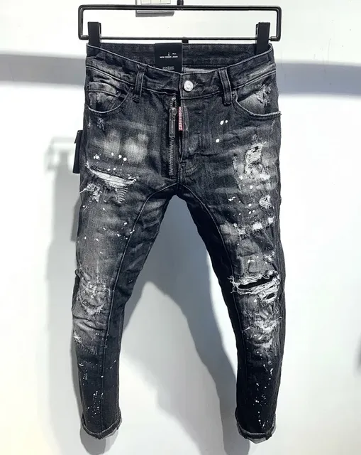 Dsquared2 Distressed Skinny Jeans Paint-Splatter Ripped
