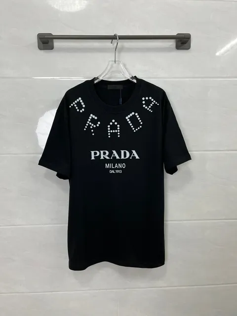 Prada Logo T-Shirt Crystal-Embellished