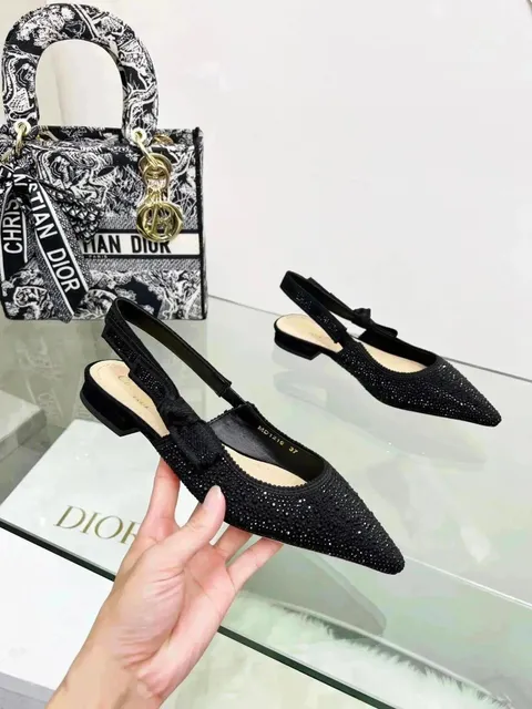 Dior Slingback Flat Crystal-Embellished
