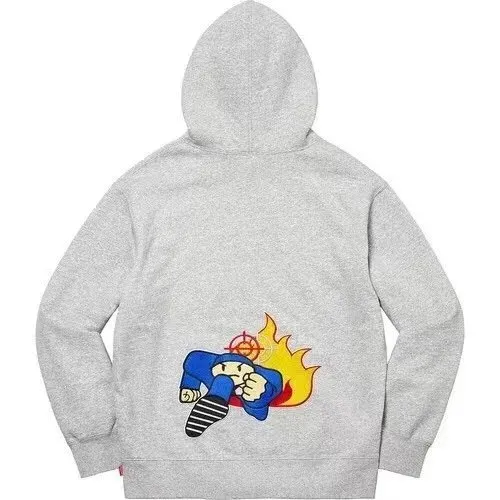 Supreme Zip-Up Hoodie Flaming Character Print