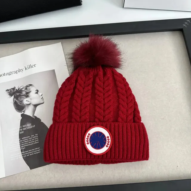 Canada Goose Knit Beanie Cable Knit with Pom-Pom