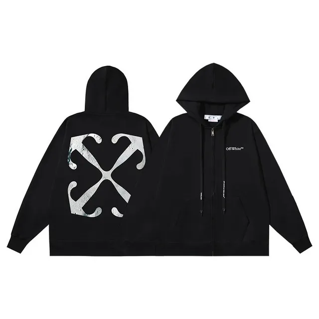 Off-White Zip-Up Hoodie Industrial Cross Logo