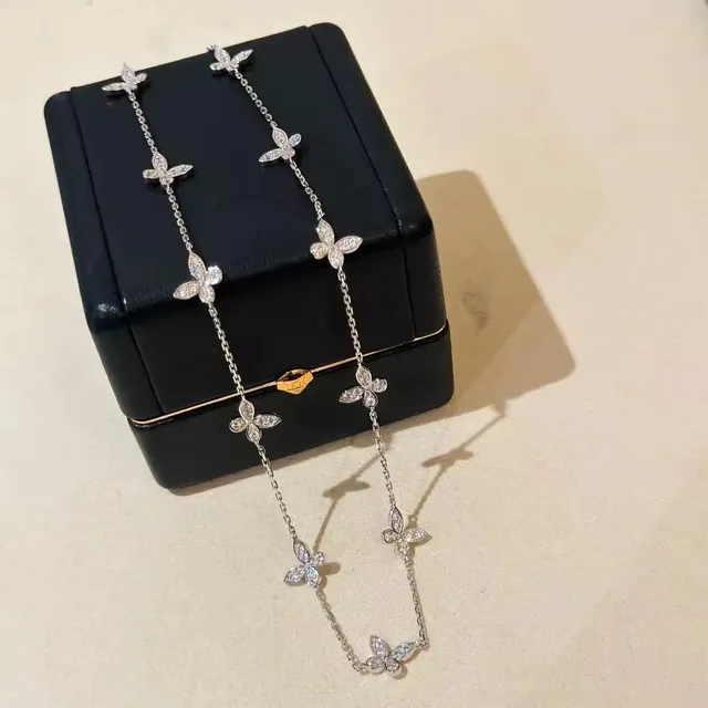 Van Cleef & Arpels Alhambra Long Necklace Pavé Diamond Butterfly