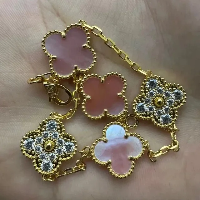Van Cleef & Arpels Alhambra Bracelet Pink Mother-of-Pearl and Diamonds