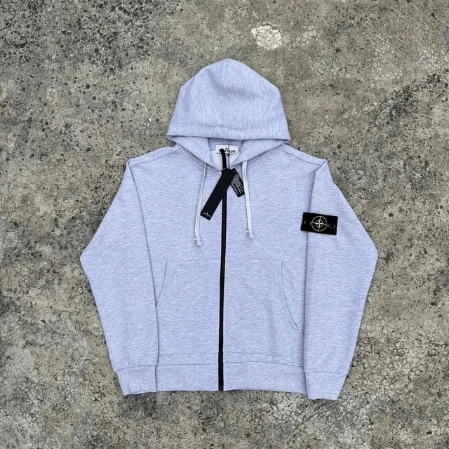 Stone Island Zip-Up Hoodie Heather Grey