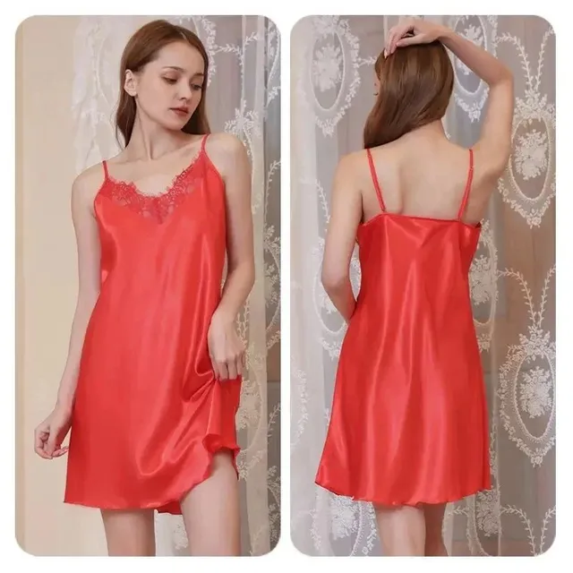 Silk Slip Dress Lace Trim