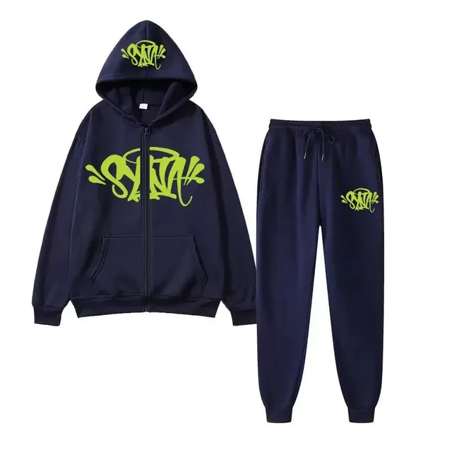 Zip-Up Hoodie and Joggers Set Graffiti Logo