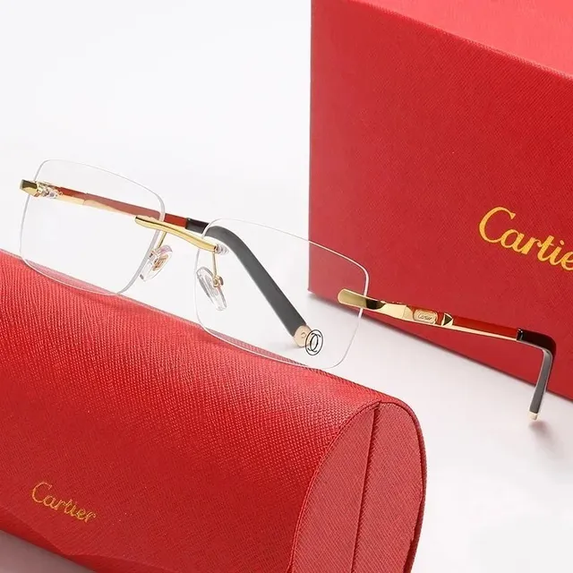 Cartier Juste Un Clou Rimless Glasses Gold Red Acetate