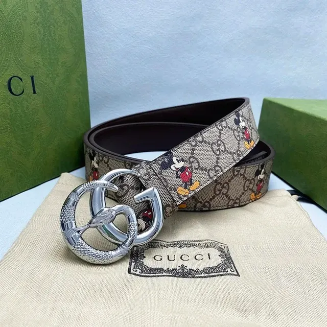 Gucci × Disney Horsebit 1955 Belt Mickey Mouse GG Canvas