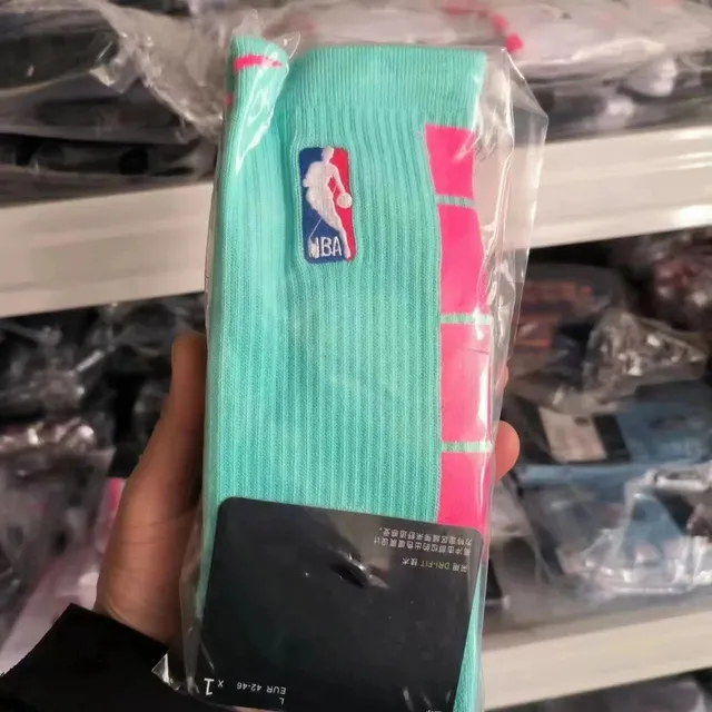 NBA Crew Socks Teal Pink Logo