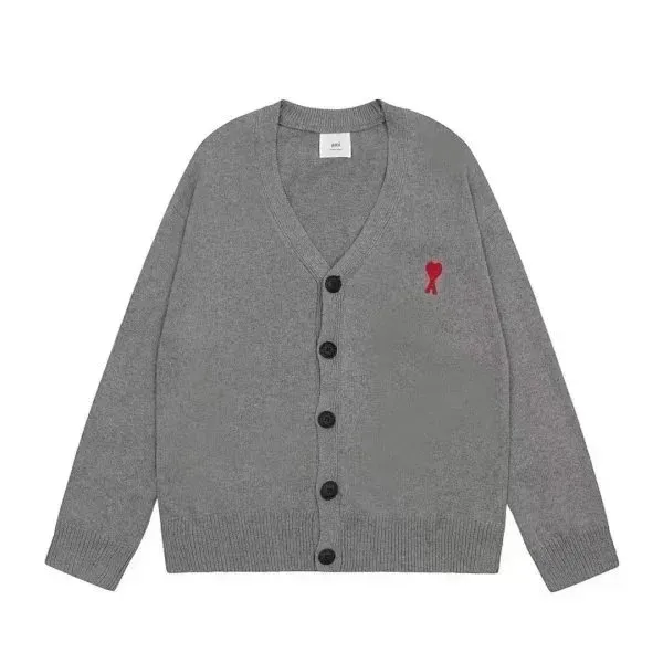 Amiri V-Neck Cardigan Red Heart Embroidery